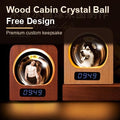 Wood Cabin Crystal Ball with custom photo and LED clock